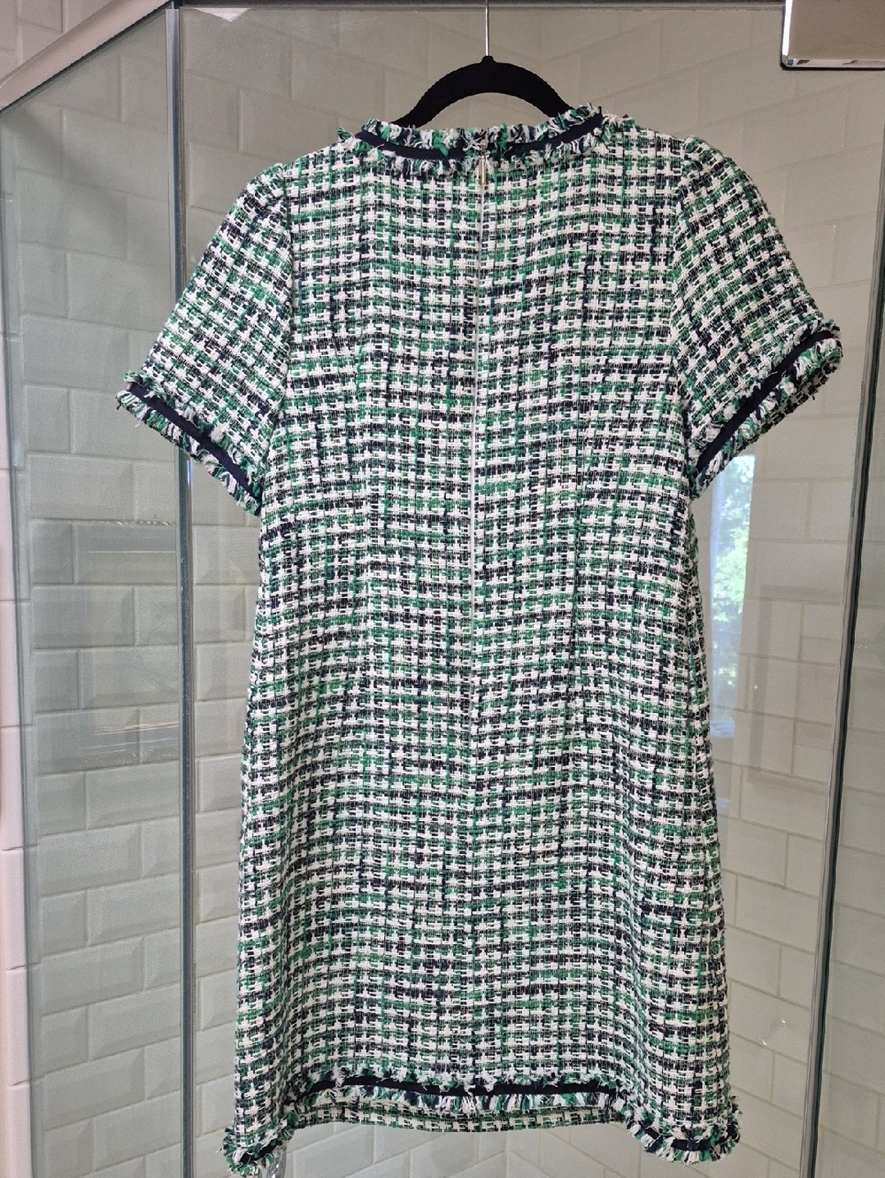 NWOT Kate Spade Green,Black, White Short Sleeve Tweed Dress Sz.6 - Picture 5 of 8